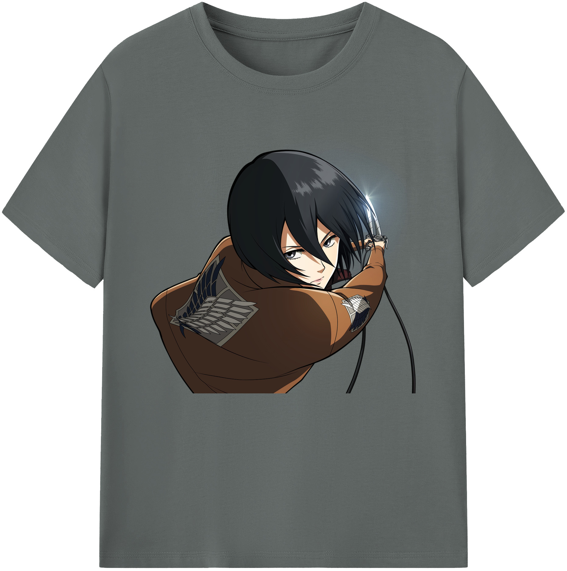 （画像用） 進撃の巨人 ミカサ·アッカーマン Attack on Titan Mikasa Ackerman 綿100％ メンズ半袖Tシャツ｜肌触りやわらか＆通気性